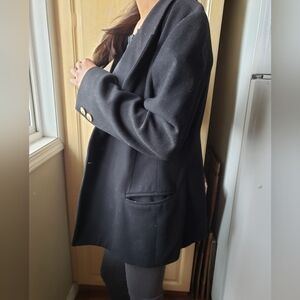 Vintage Holt Renfrew Cashmere Wool Blend Women's Black Blazer Jacket
